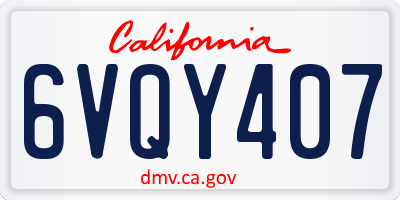 CA license plate 6VQY407