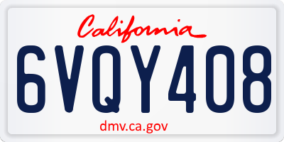 CA license plate 6VQY408