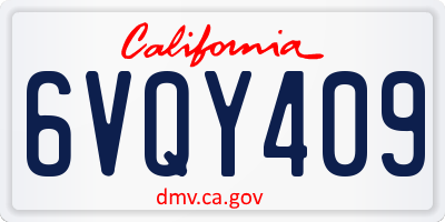 CA license plate 6VQY409