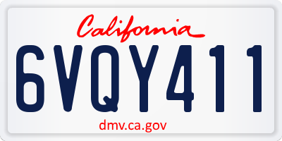 CA license plate 6VQY411