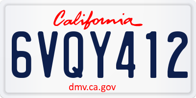 CA license plate 6VQY412