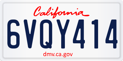 CA license plate 6VQY414
