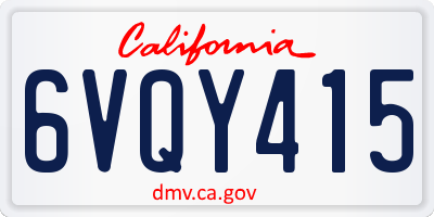 CA license plate 6VQY415