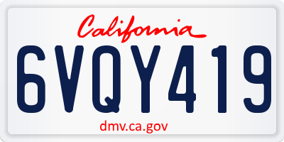 CA license plate 6VQY419