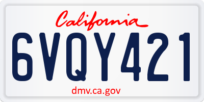 CA license plate 6VQY421
