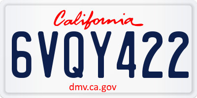 CA license plate 6VQY422