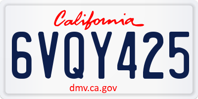 CA license plate 6VQY425