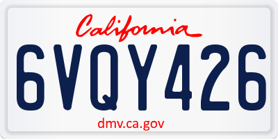 CA license plate 6VQY426