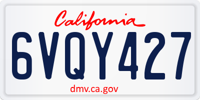CA license plate 6VQY427