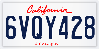 CA license plate 6VQY428
