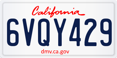 CA license plate 6VQY429