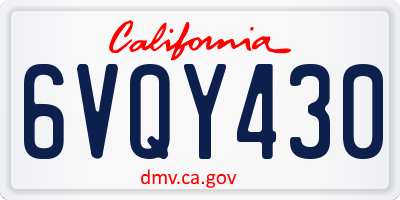 CA license plate 6VQY430