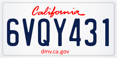 CA license plate 6VQY431