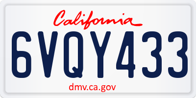 CA license plate 6VQY433
