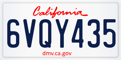 CA license plate 6VQY435