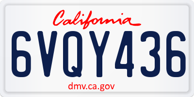 CA license plate 6VQY436