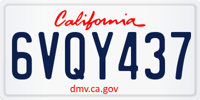 CA license plate 6VQY437
