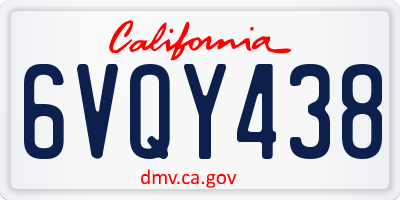 CA license plate 6VQY438