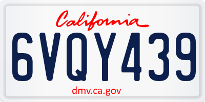 CA license plate 6VQY439