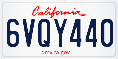 CA license plate 6VQY440