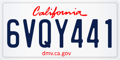 CA license plate 6VQY441