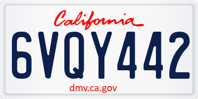 CA license plate 6VQY442