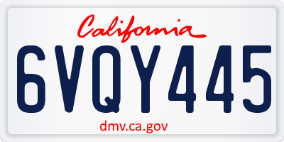CA license plate 6VQY445