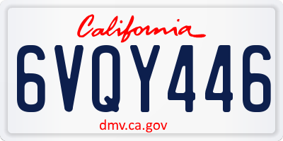 CA license plate 6VQY446