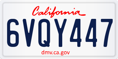 CA license plate 6VQY447