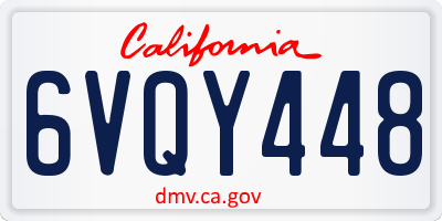 CA license plate 6VQY448