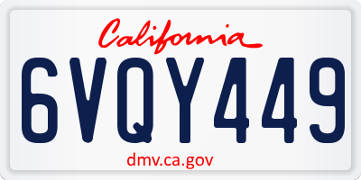 CA license plate 6VQY449