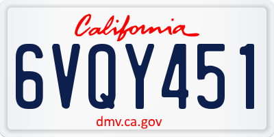CA license plate 6VQY451