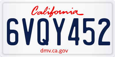 CA license plate 6VQY452