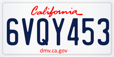 CA license plate 6VQY453