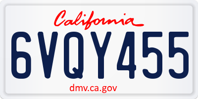 CA license plate 6VQY455