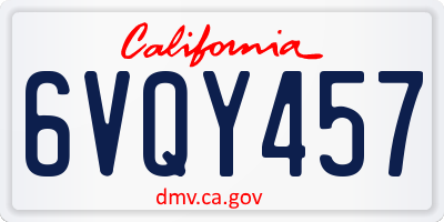 CA license plate 6VQY457