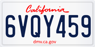 CA license plate 6VQY459