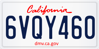 CA license plate 6VQY460
