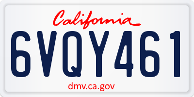 CA license plate 6VQY461