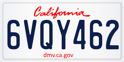 CA license plate 6VQY462