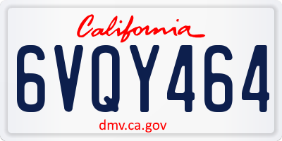 CA license plate 6VQY464