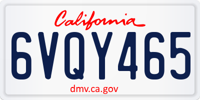 CA license plate 6VQY465