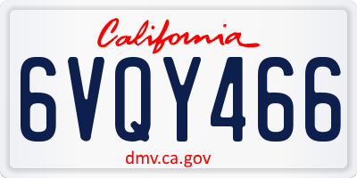 CA license plate 6VQY466