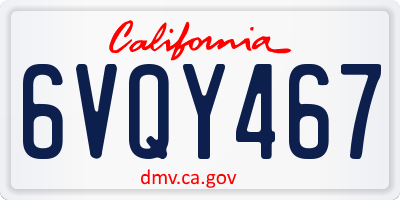 CA license plate 6VQY467