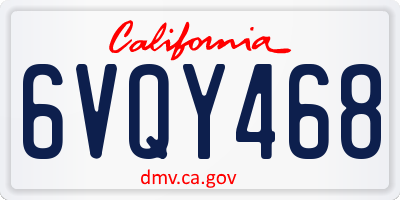 CA license plate 6VQY468