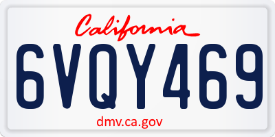 CA license plate 6VQY469