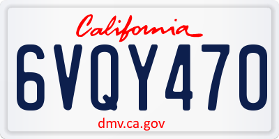 CA license plate 6VQY470