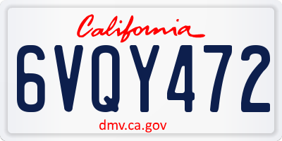 CA license plate 6VQY472