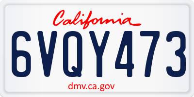 CA license plate 6VQY473