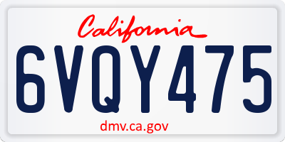 CA license plate 6VQY475